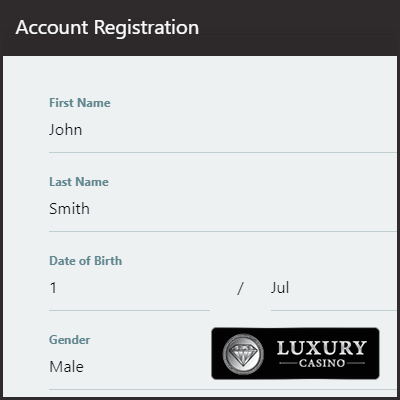 Luxury Casino Account Registration Form
