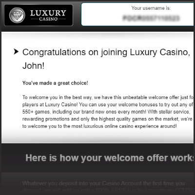 Luxury Casino Email After Registration