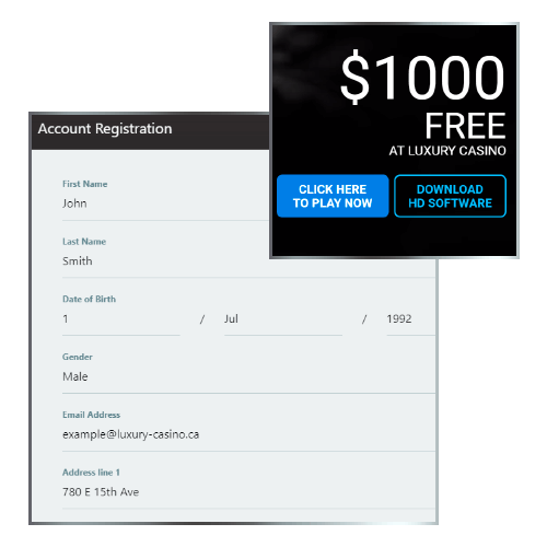 How to register at Luxury Casino (form)