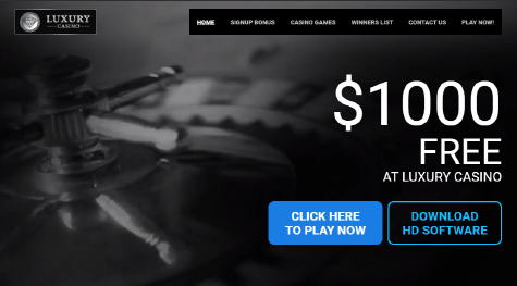 Luxury Casino main page navigation